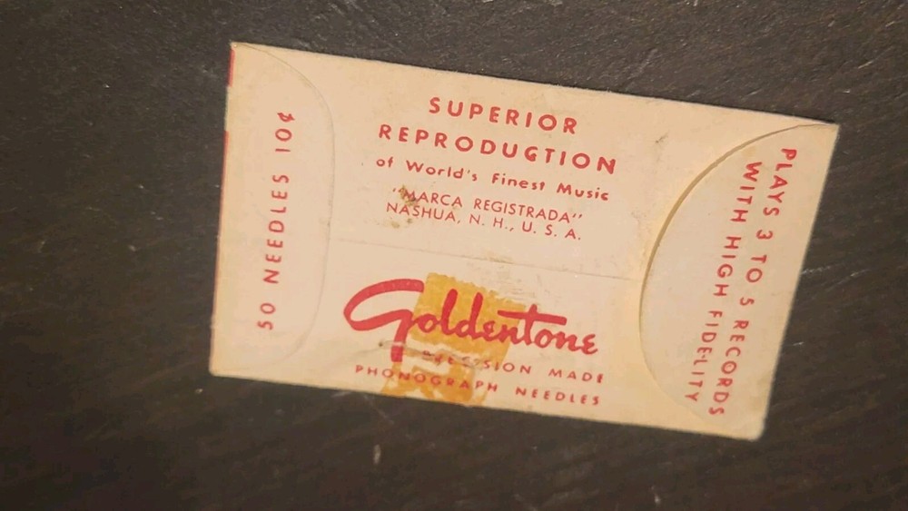 Goldentone Gramophone phonograph needle packet - empty