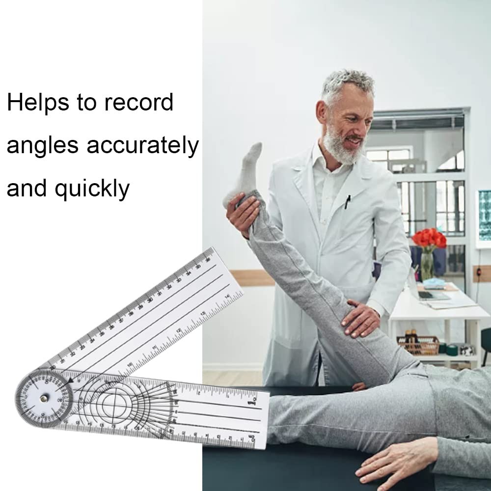 Clear Plastic Goniometer Angle Measuring Tool Protractor Finder Quick 360 Deg...