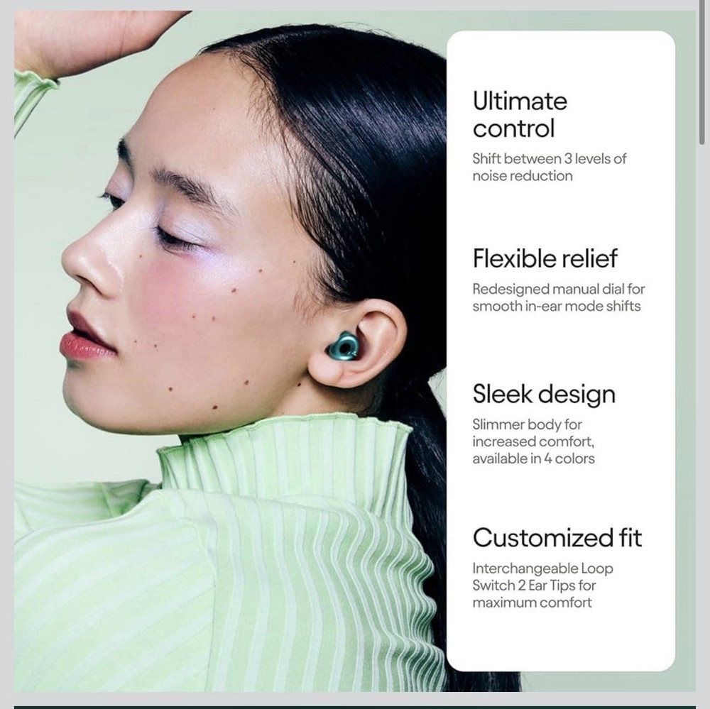 Loop Switch 2 Adjustable Ear Plugs 3 Relief Modes for Ultimate Control Emerald