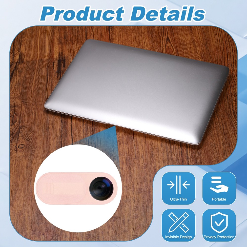 12Pcs 1.1" x 0.43" Computer Camera Cover Slide Thin Camera Blocker, Pink