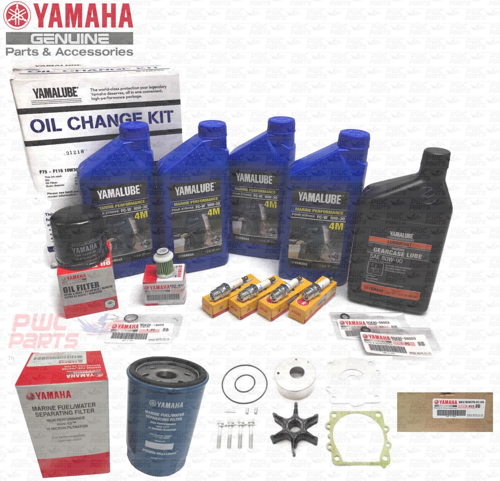 YAMAHA F115XB VF115LA F115LB Oil Change Water Pump Gear Lube NGK Maintenance Kit