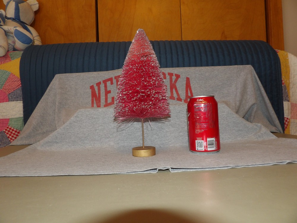 Pink Bottle Brush Tree Silver Glitter 11.25"