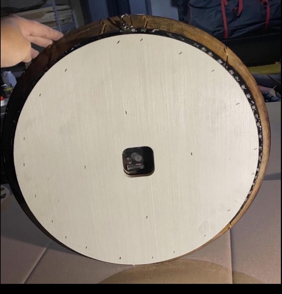 Authentic Bulleit Bourbon Barrel Head Clock 21.5” Dia.