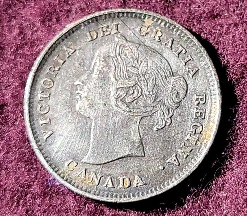 1893 Canada 5 cent silver - Solid XF (darkly toned) stk#K955