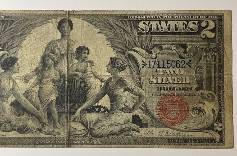 FR 248 1896 $2 TWO DOLLARS “EDUCATIONAL” SILVER CERTIFICATE NOTE VERY Nice Note