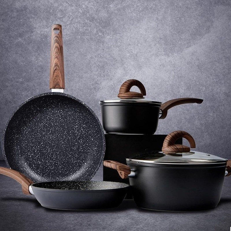 Nonstick Ceramic Cookware Set Safe Pots Pans Efficient Cooking Durable Kitchen