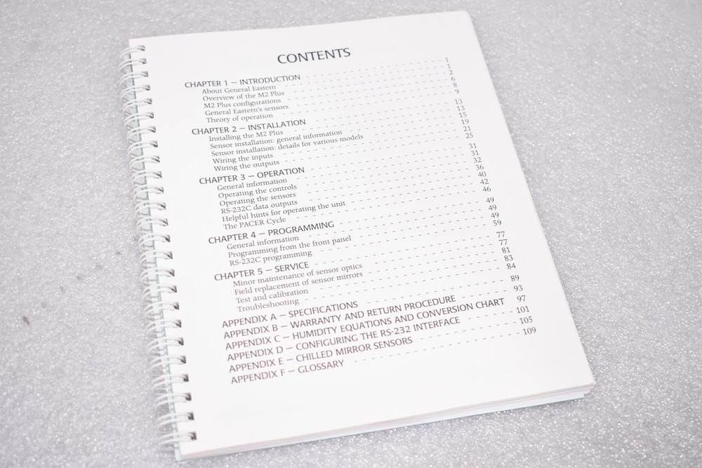 GENERAL EASTERN A40212904 M2-PLUS DEW POINT OPERATOR'S MANUAL