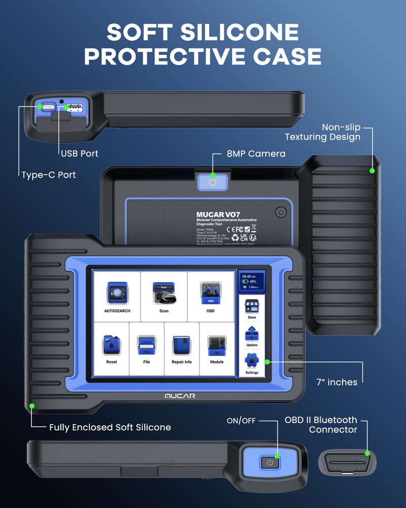 MUCAR VO7 OBD2 Scanner Bidirectional Car Diagnostic Tool All System ECU Coding