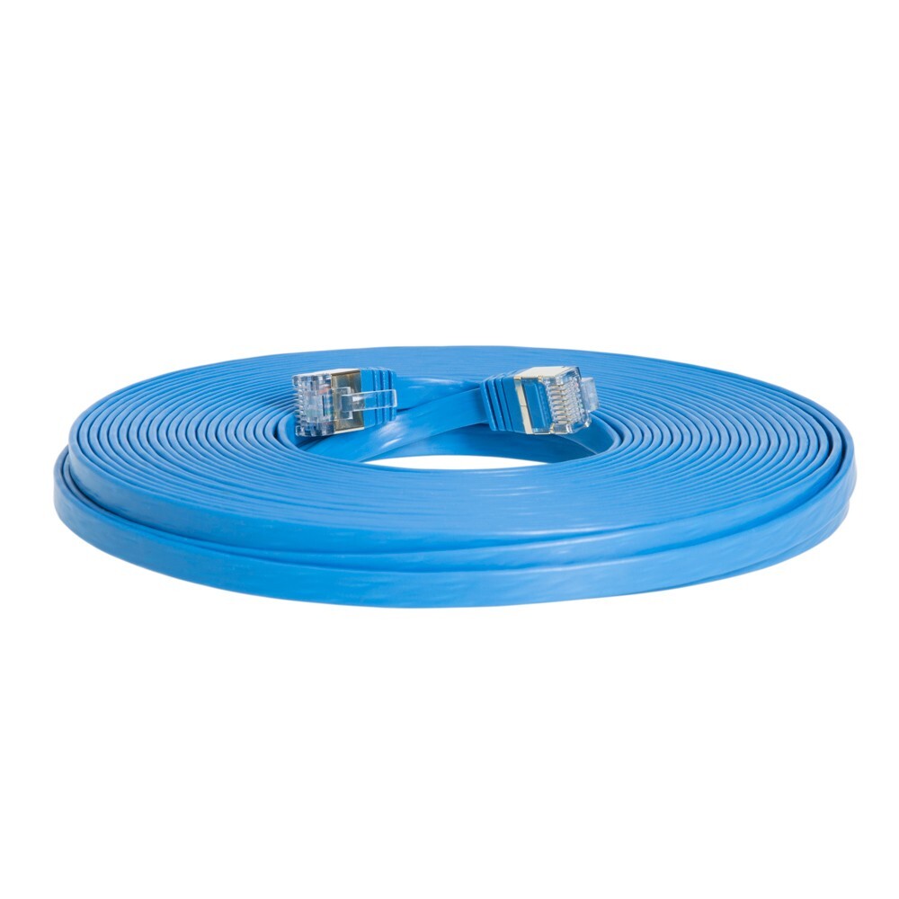 CAT7 Flat SFTP Ethernet Patch Cable 10Gbps Blue Cord 6FT-100FT Multi-Pack LOT