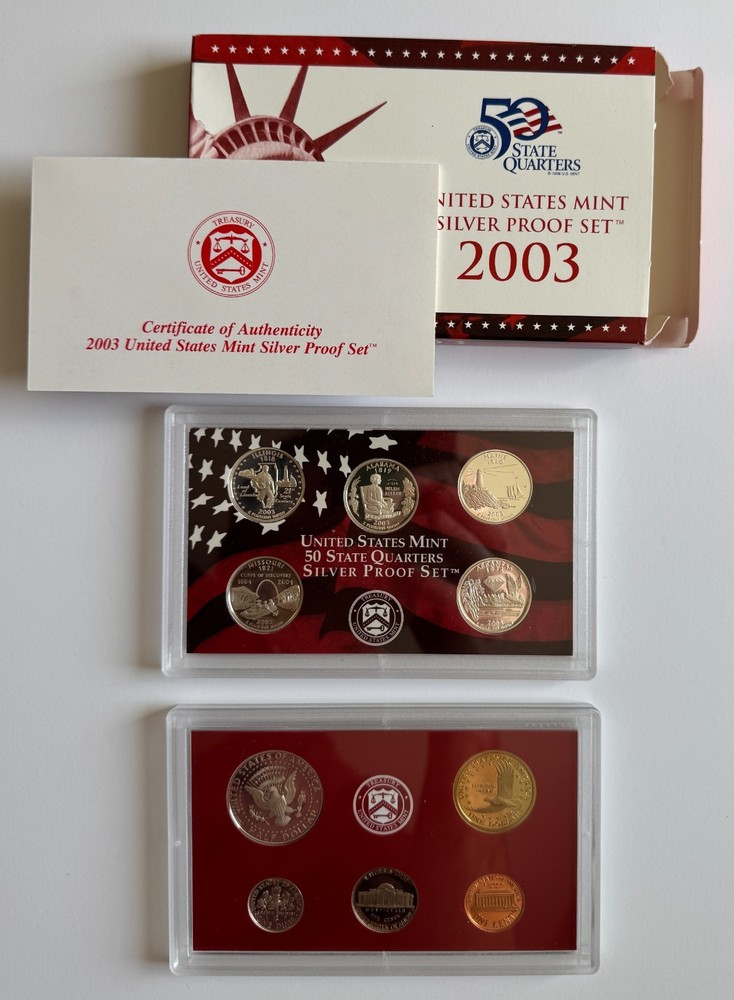 US Mint Silver Proof Set Complete Run 2002-2008 (7 Sets) OGP COA 90% Silver
