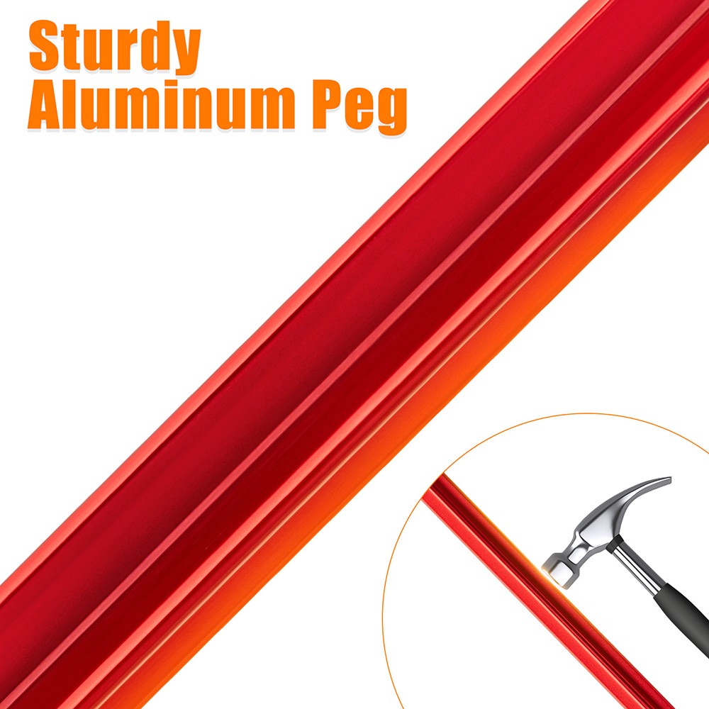 12Pack Aluminum Pegs Stakes Heavy Duty Ground Anchors with Reflective Pull Ropes