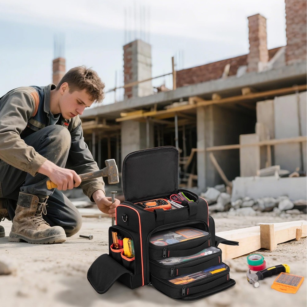 Marscamd Tool Bag with 3 Removable Cases, 2 Layers Tool Tote for Hand Tools, ...