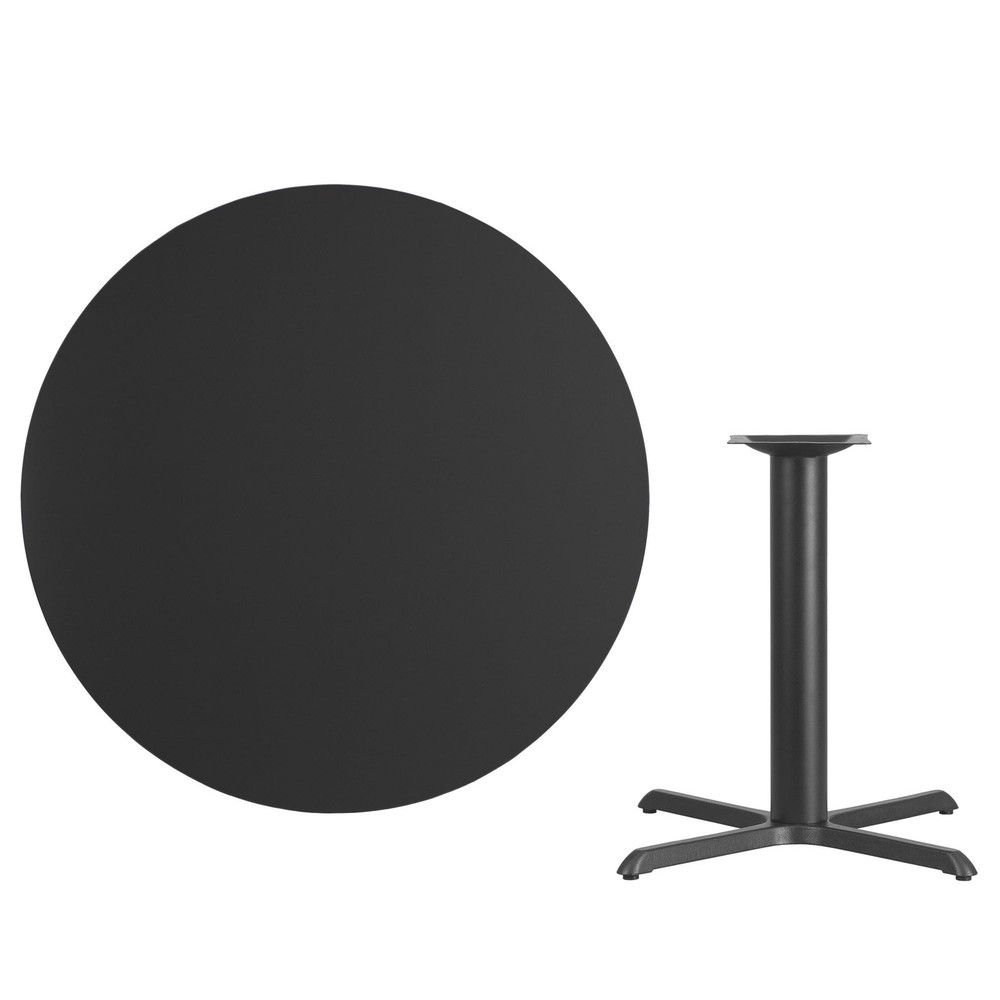 Bowery Hill Transitional 42"W Laminate Table-X-Base In Black