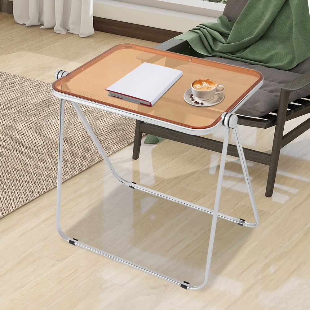 Clear Foldable Side Table, Tiny Desk for Home Office, Small Computer Desk
