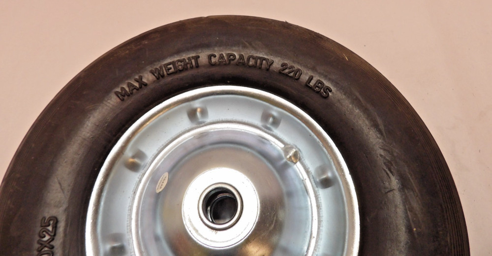 Quantity 1 Solid Rubber Wheel 10" x 2.5" 5/8" Bore 220 Pound Capacity