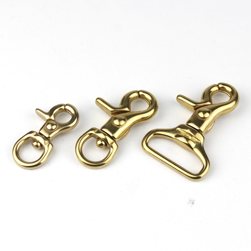 4pcs Solid Brass Trigger Clips Swivel Eye Bolt Snap Hook Lobster Clasps Leather