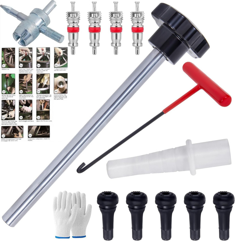 Quick Change Tire Valve Tool Kit,Tire Valve Stem Core Quickly Replacement Tool