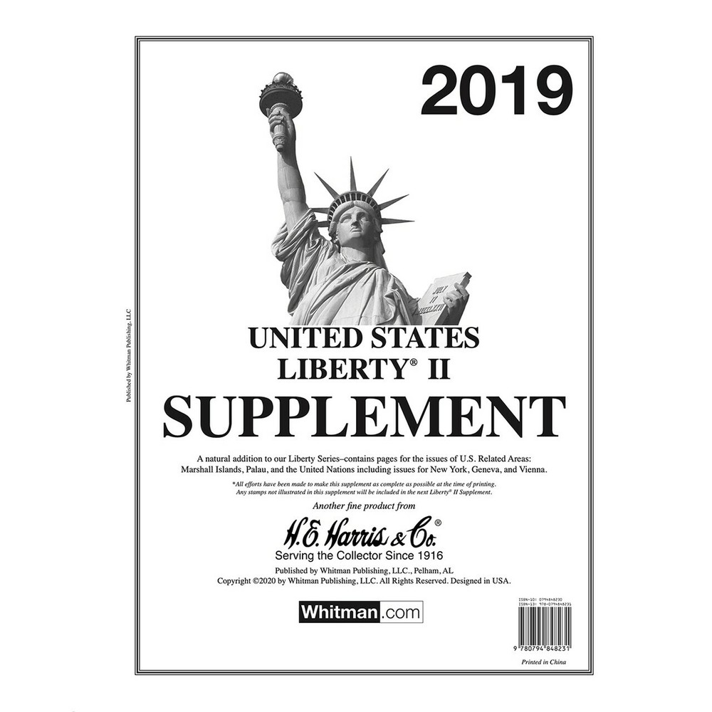 2019 Stamp Album Supplement Pages Liberty II UN & US Possessions Harris 2/3 Ring