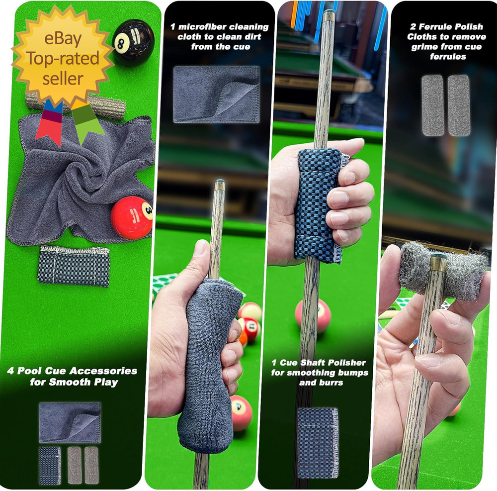 Billiard Pool Table Accessories Kit: 10 Piece Set with 2 Pool Table Brushes