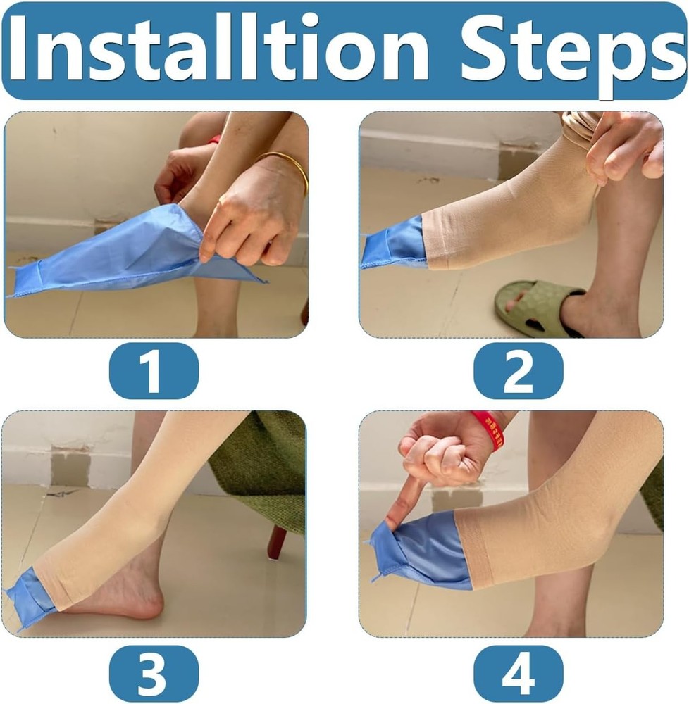 Open Toe Compression Sock Aid for Easy Slide - Slip Stocking 2 Pcs (Blue)