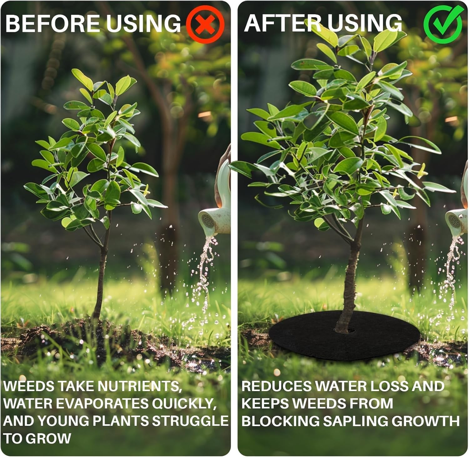 14PCS Tree Ring Mulch Mat Weed Barrier Root Protector Non-Woven Landscape Pad