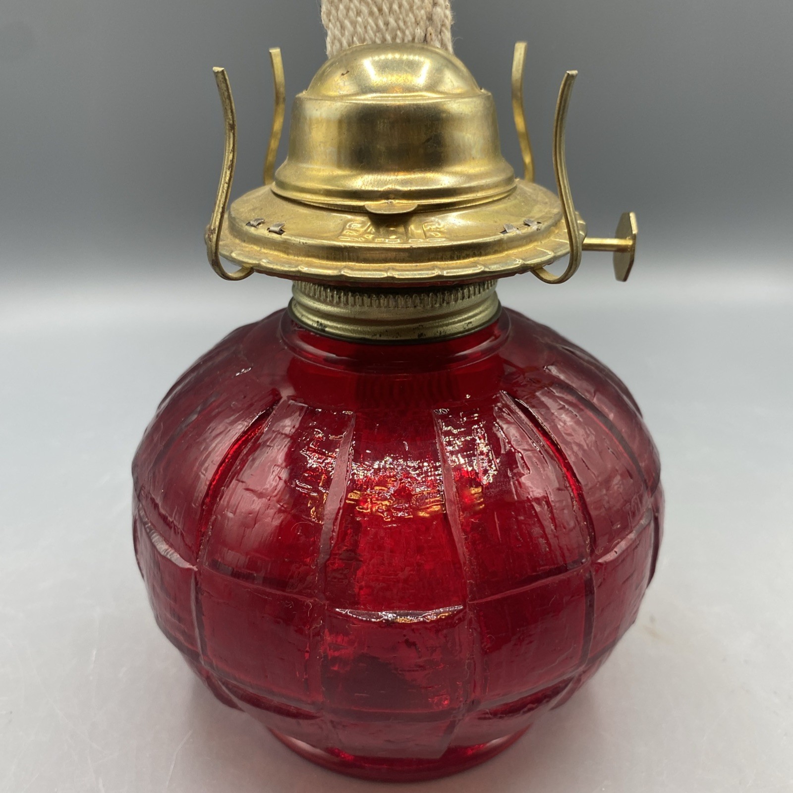 New Vintage Viking Glass Ruby (Red) Paneled Kerosene Lamp Eagle Burner BASE ONLY