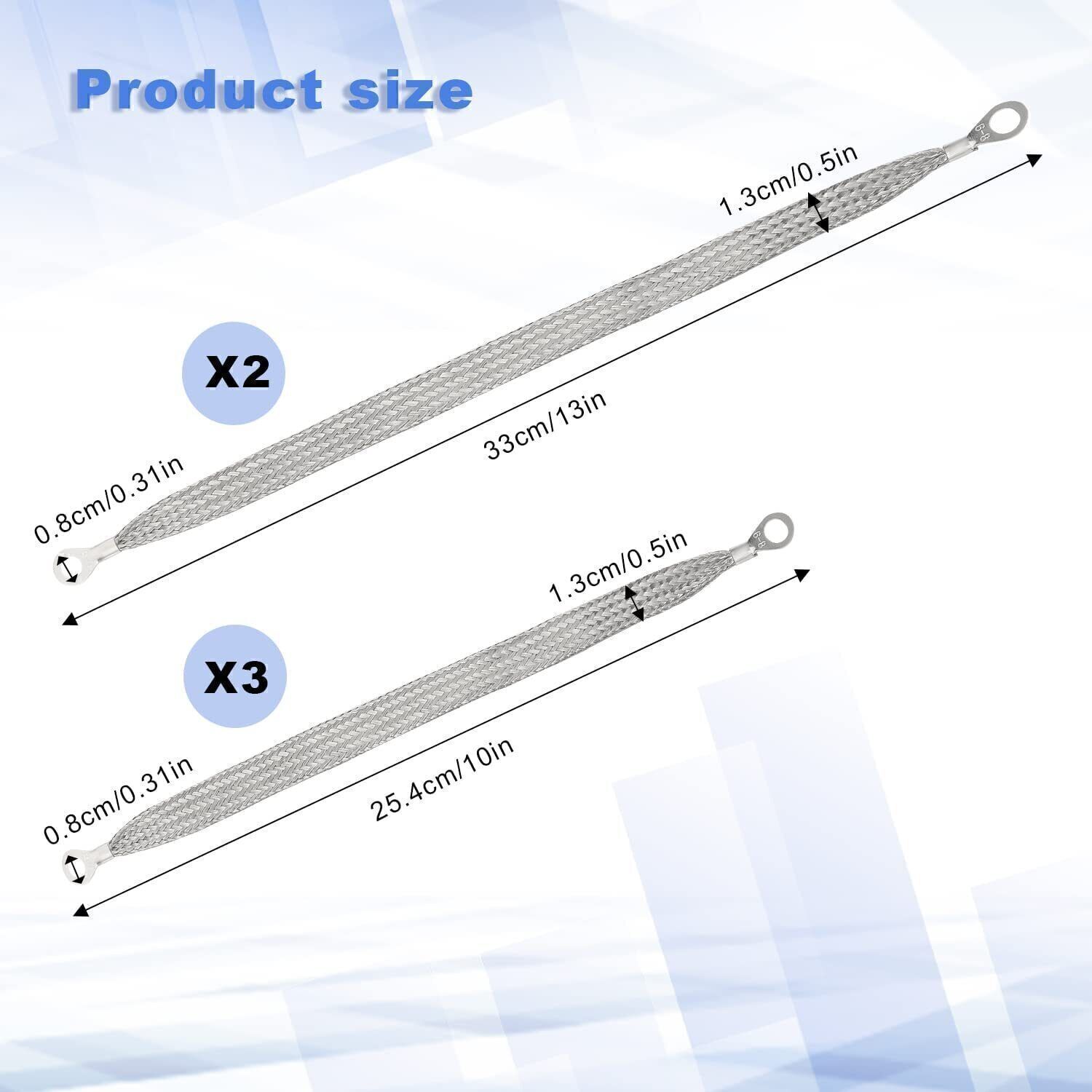 5)Universal Automotive Ground Strap Tinned Copper Car Engine Ground Strap Cable