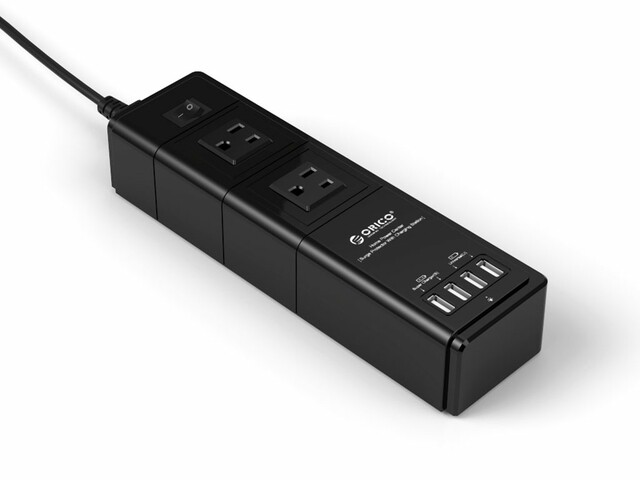 Surge Protector with USB Super Charger - Black