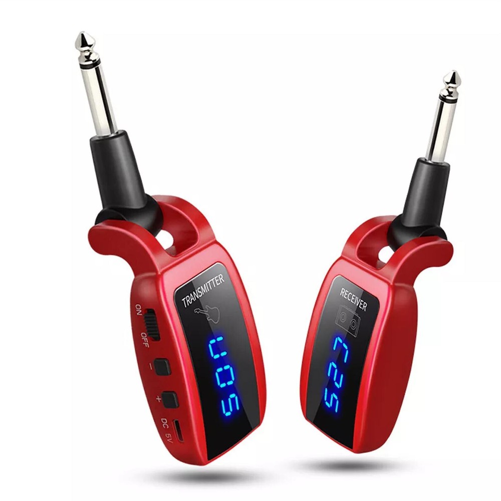 UHF Guitar Wireless System LED Display Rechargeable Transmitter and Receiver