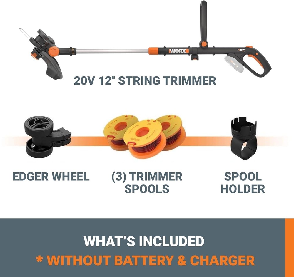 WORX WG170.9 20V 12" Cordless String Trimmer | 4.6 LBS | Tool Only