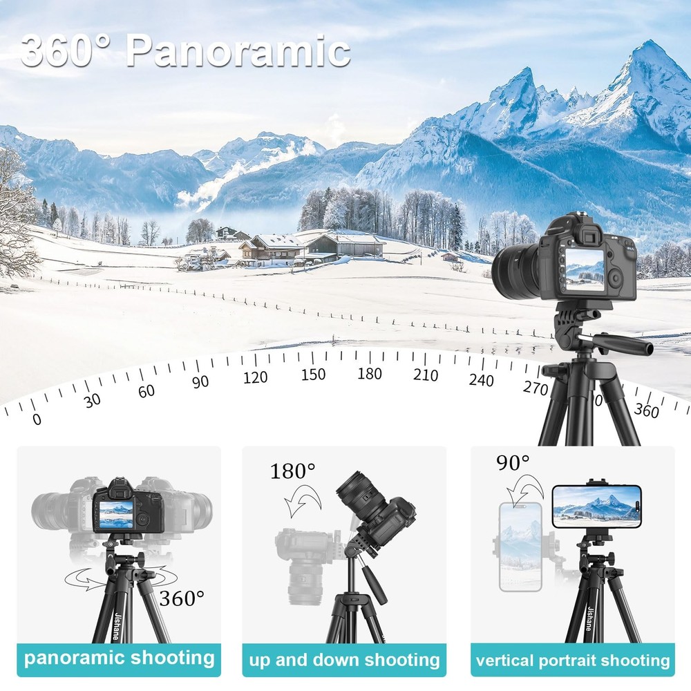 71" Camera Tripod, Versatile Cell Phone Tripod with Wireless 71", Black