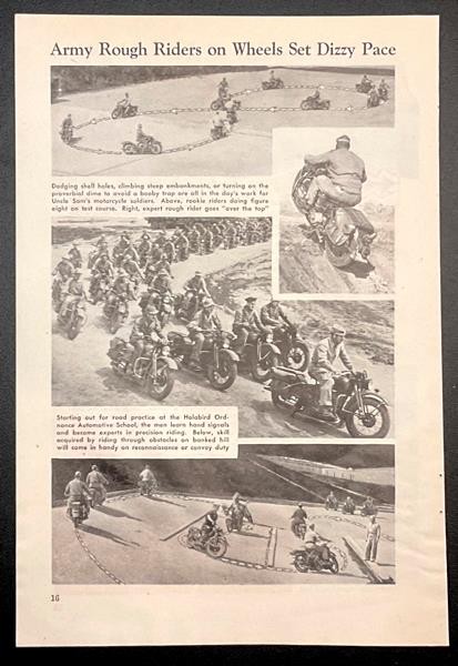 Motorcycle Training “Army Rough Riders on Wheels" 1944 Fort Holabird pictorial