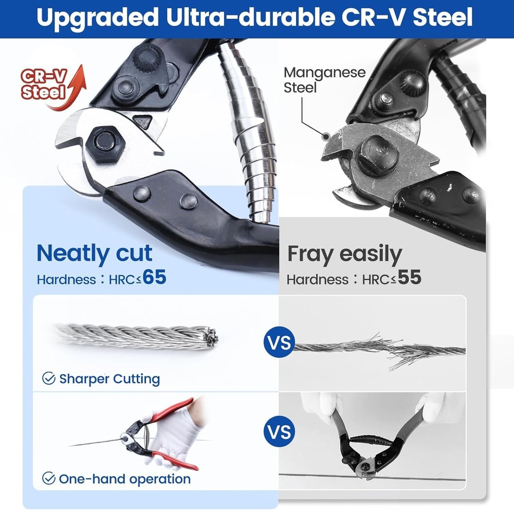 Professional Grade Cable Cutter - Heavy Duty for Deck Railing & Bike Projects