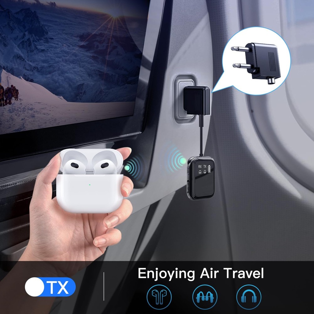 Bluetooth 5.4 Transmitter Receiver, Low-Latency for Gaming/TV/PC/Gym,2-in-1 D...