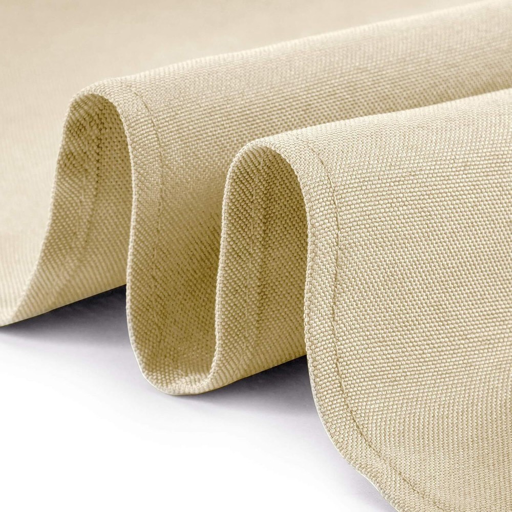 Lann's Linens 5 90" x 132" Tablecloths Rectangular Polyester Fabric Beige