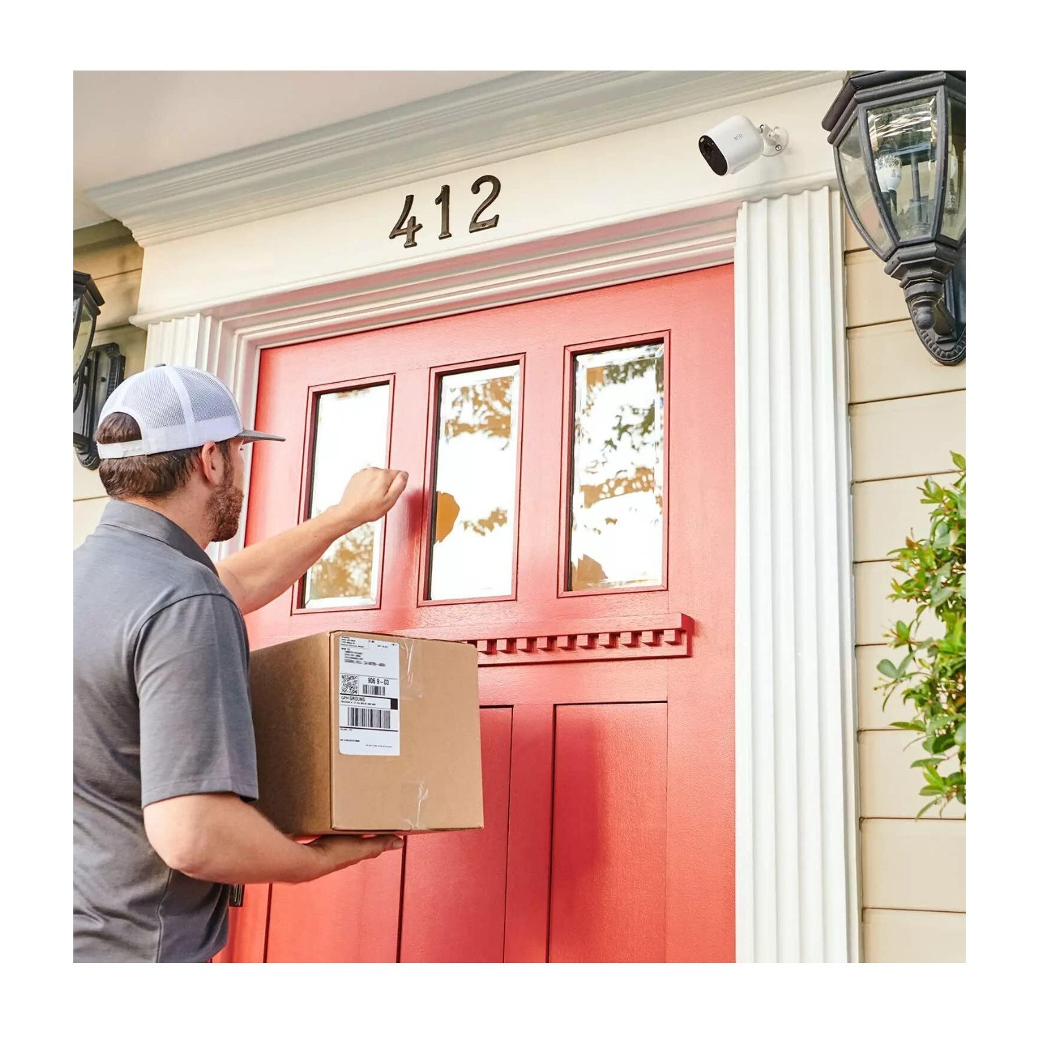 Arlo Essential Spotlight 4 Camera Security System with Solar Power Panel (White)