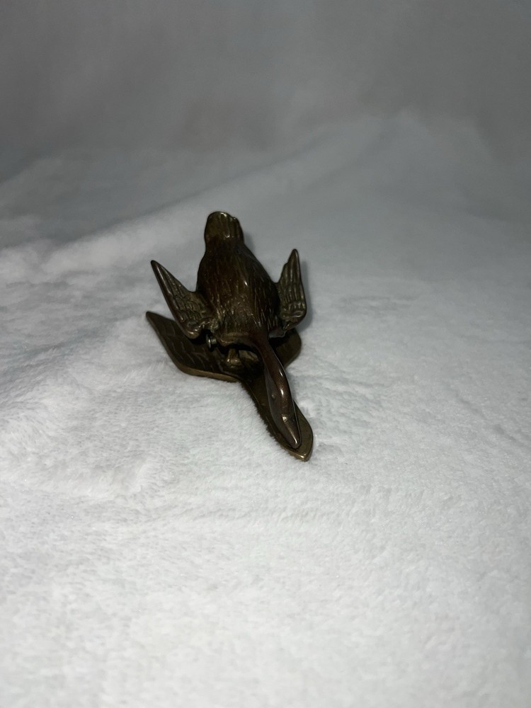 Vintage Heavy Solid Brass Flying Bird Wall Note Clip Spring Action 5oz Brass