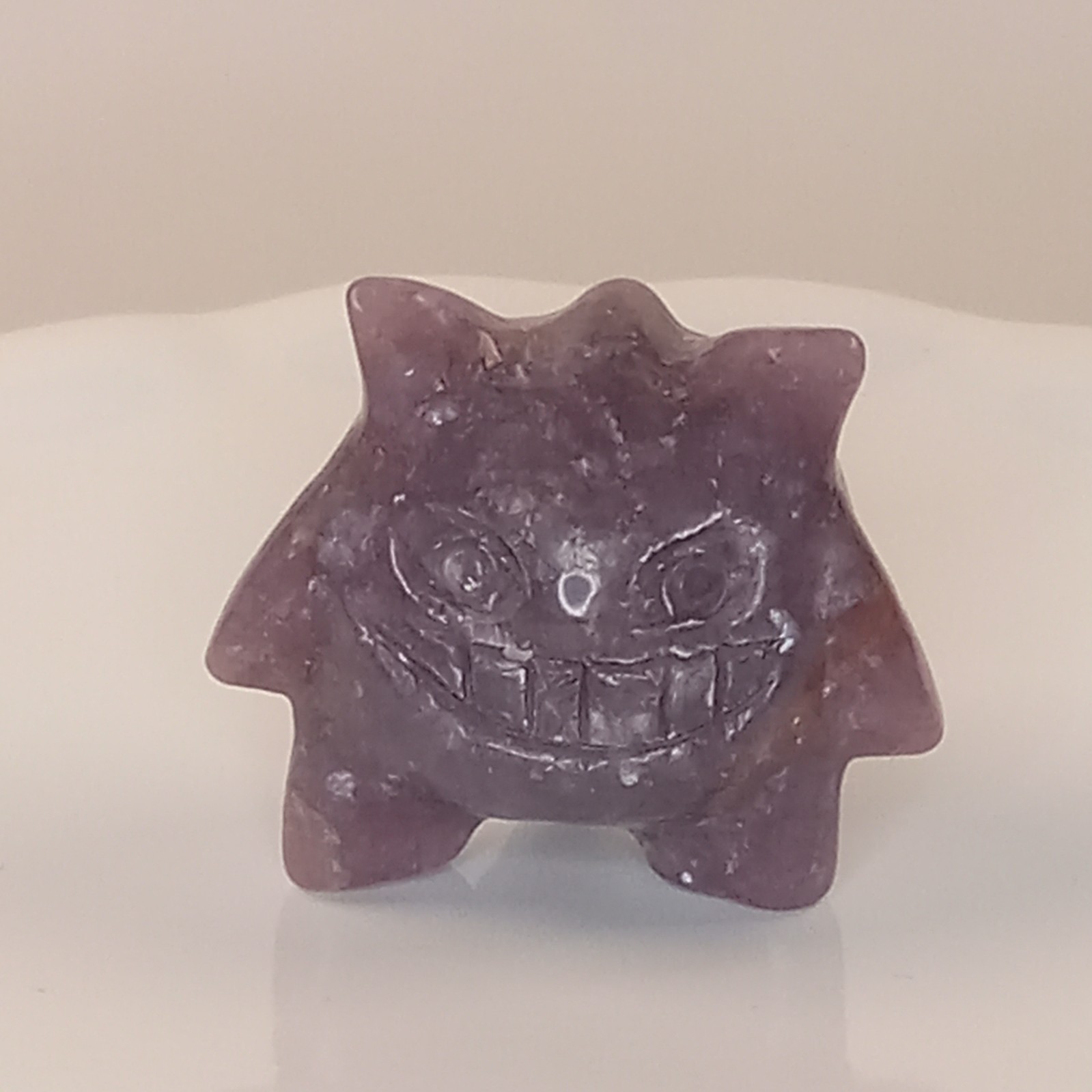 Lepidolite Crystal Gengar Character Carving Purple Stone 26g | F26