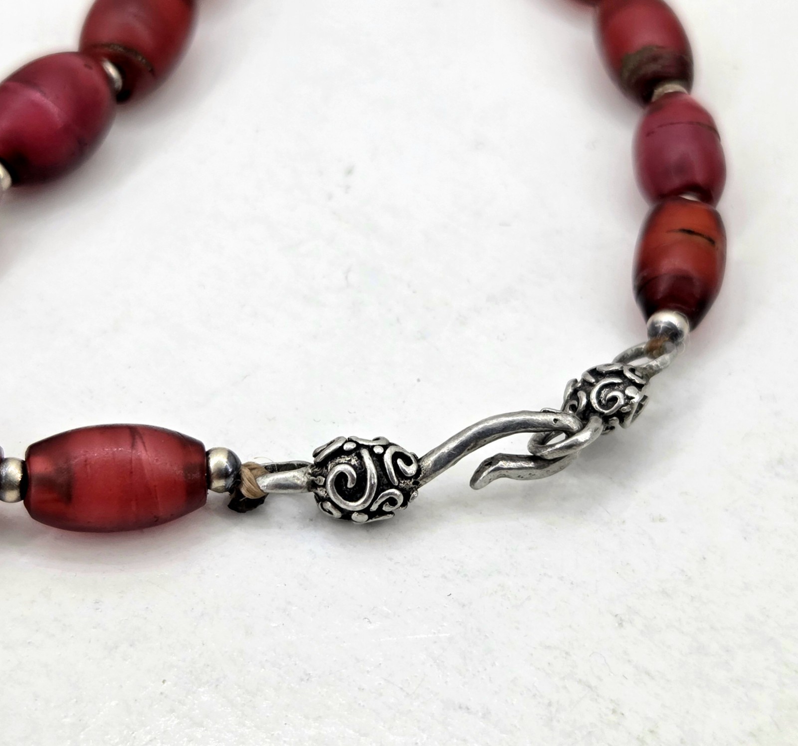 Hudson Bay Sterling Cross Of Lorraine Trade Bead Necklace Cornaline D'aleppo HBC