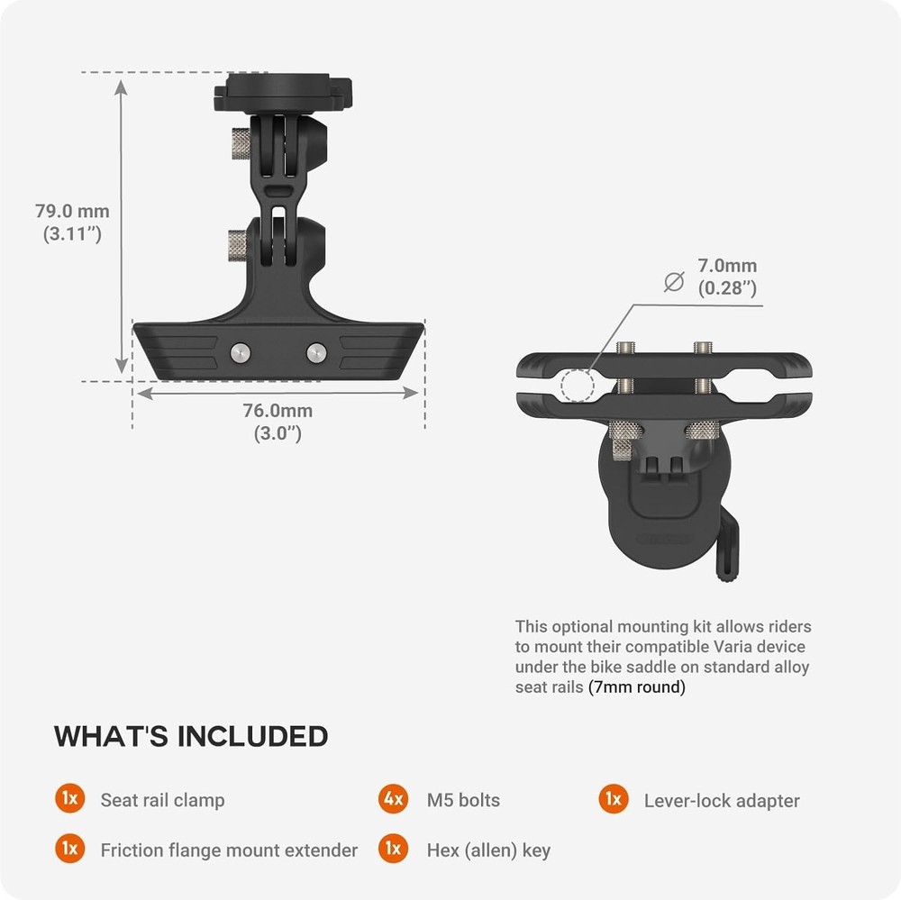Durable Seat Rail Mount Compatible with Garmin Varia - Safe Cycling Solution