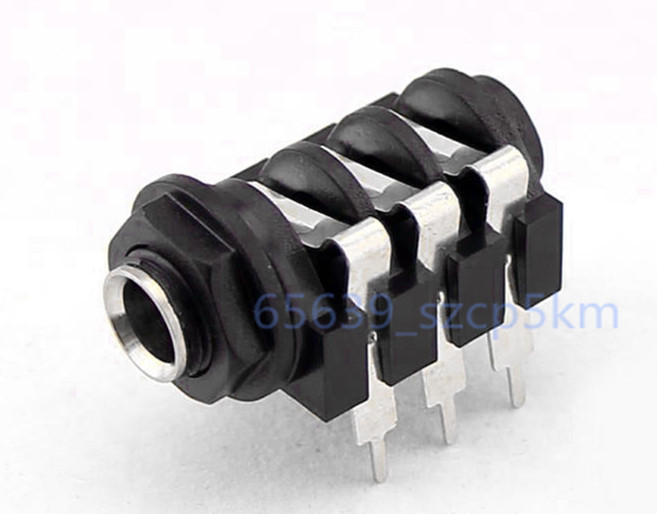 5 PCS 1/4" 6.35mm Stereo Audio PCB Panel Mount Headphone Jack Socket 6 Pin