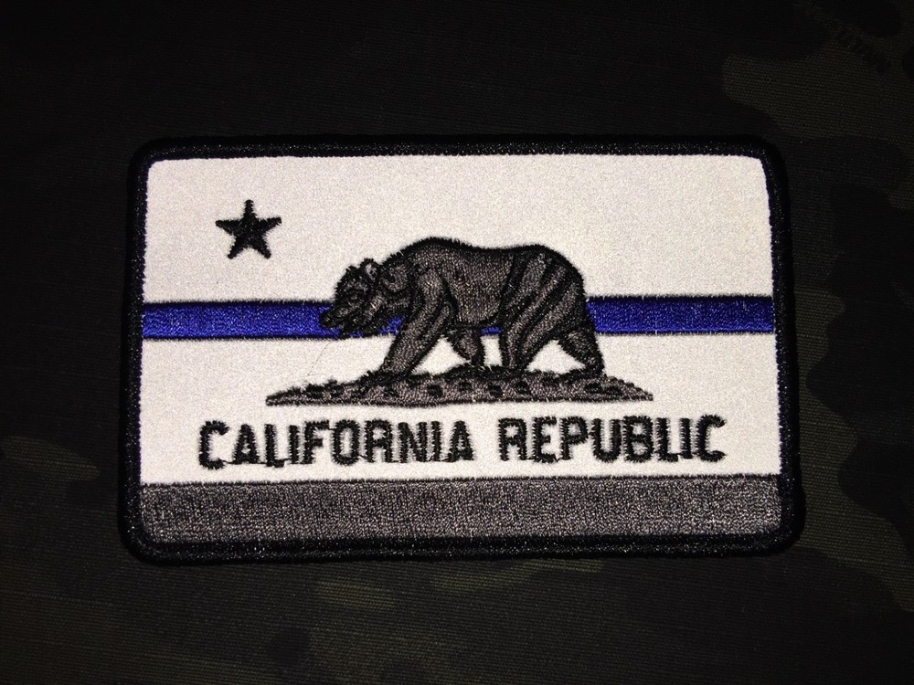 REFLECTIVE Subdued Thin Blue Line California State Flag Patch