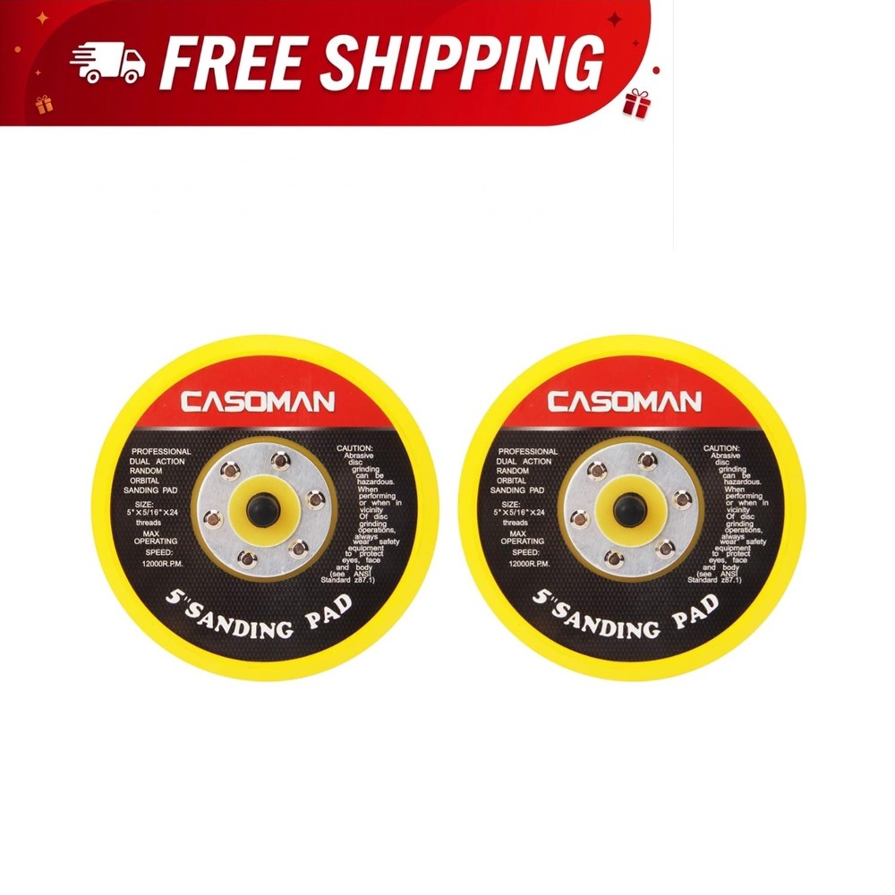 Versatile 5-Inch Orbital Sander Pads with Hook & Loop for Quick Changes - 2 Pack
