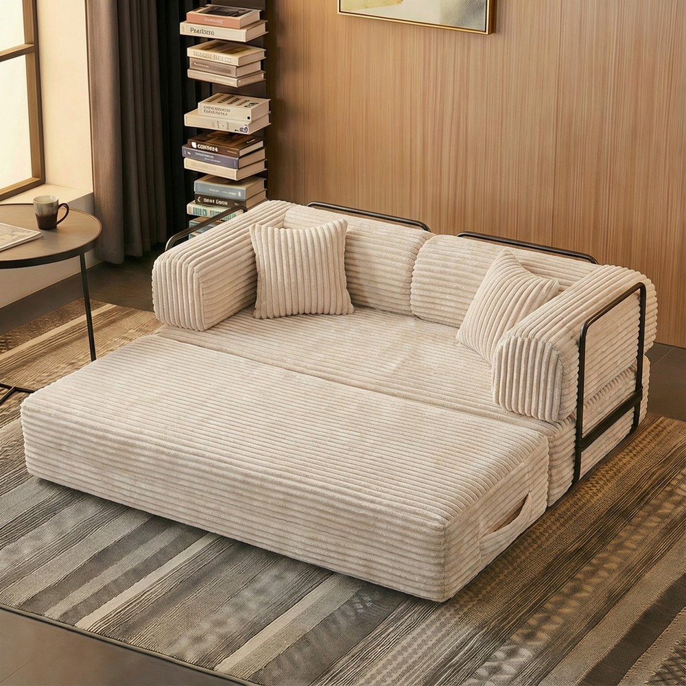 Compression Sofa,Convertible Floor Sofa Bed-with Pillow Back Support Armrest,Co