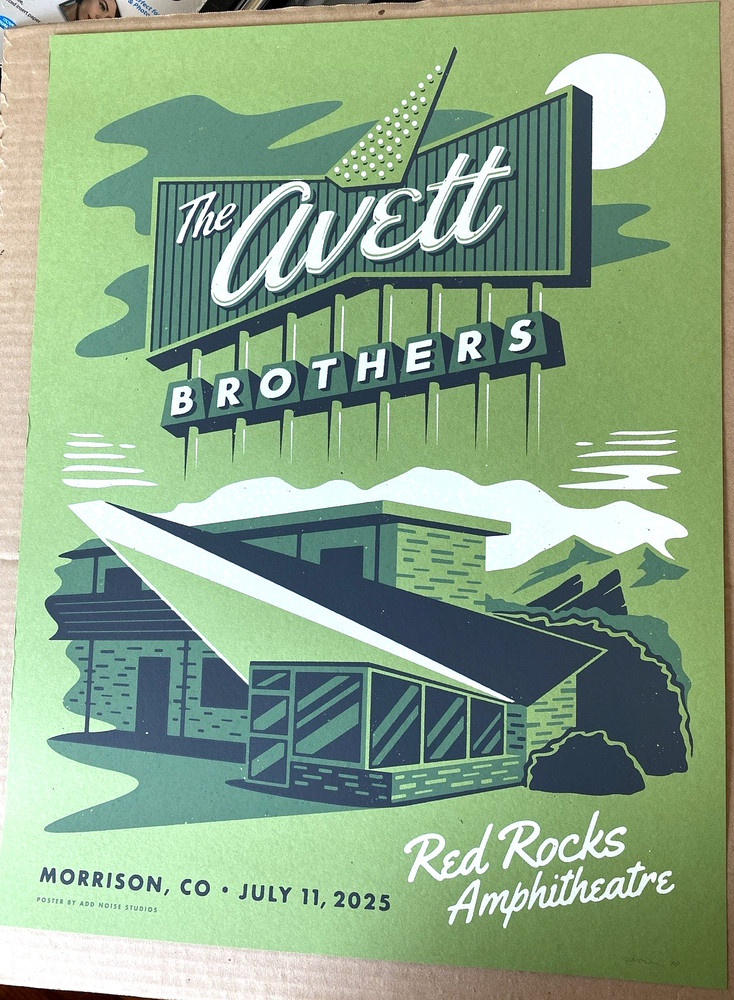 THE AVETT BROTHERS AP VIP POSTER RED ROCKS July 11th 2025 N1 SCREEN PRINT SIGNED