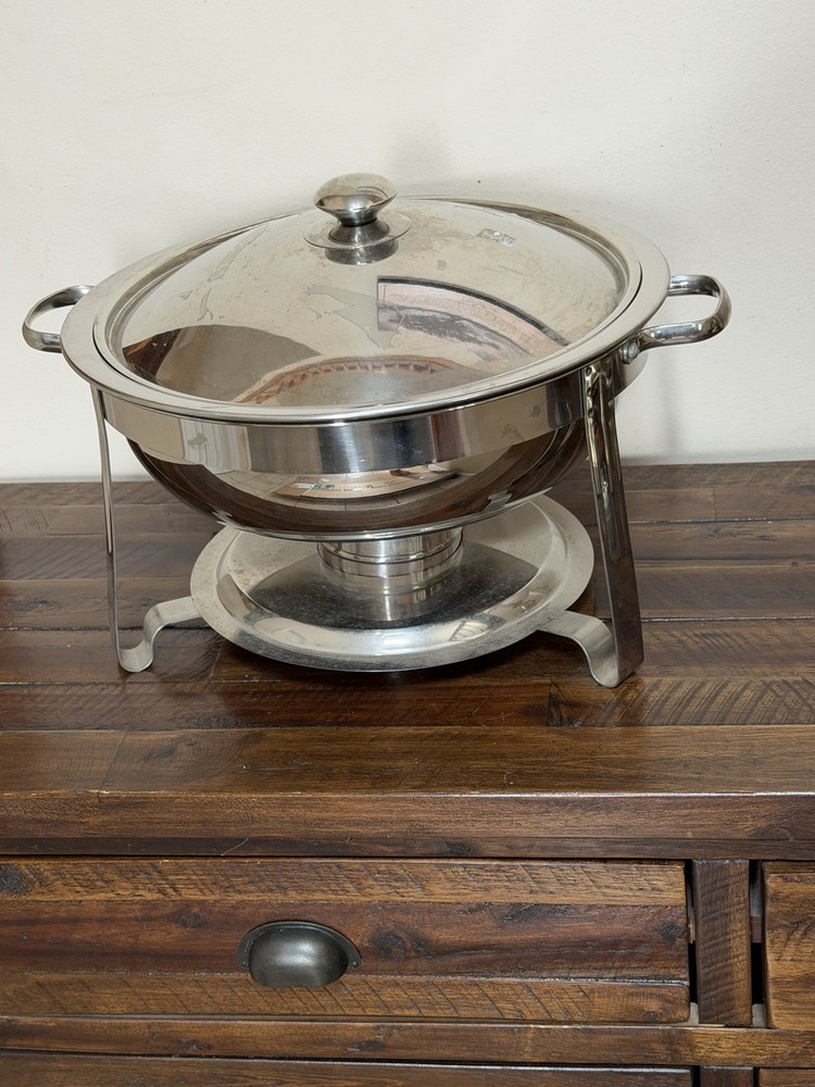 Round Chafing Dish Buffet Warmer With Lid Insert Dish Preowned