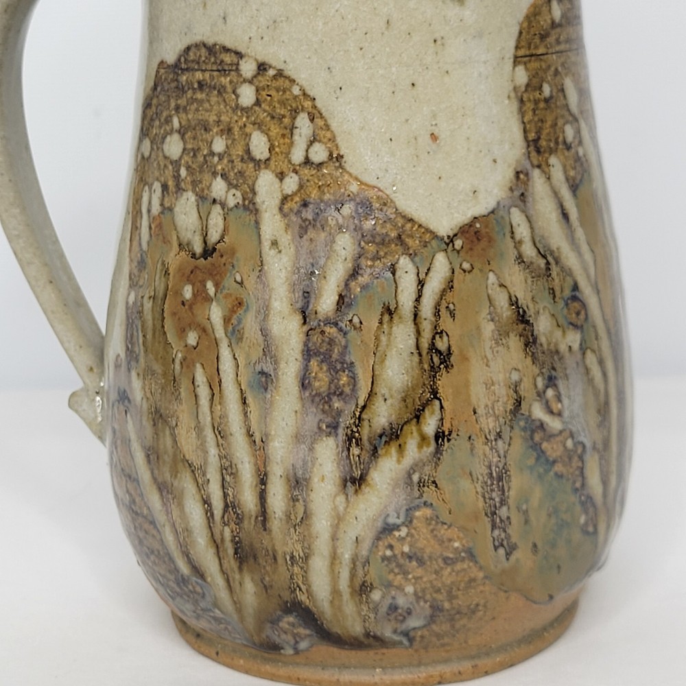 Studio Art Pottery Speckled Grey Drip Glazed 8.5" Pitcher Signed Hauser