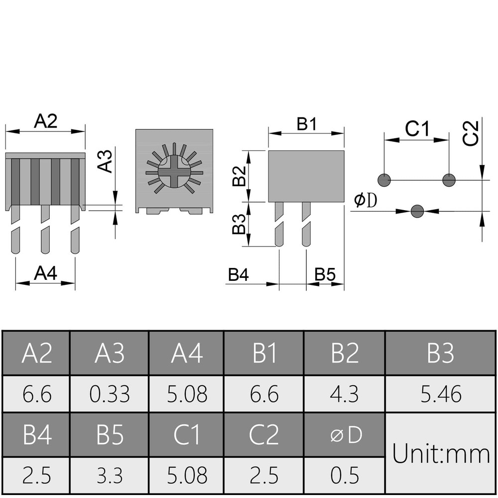 10Pcs 10K Ohm Multiturn Trimmer Potentiometer Variable Resistor High Precision P
