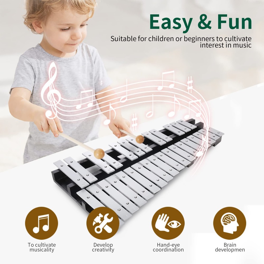 30 Notes Foldable Glockenspiel Xylophone, Percussion Instrument Kit for Begin...