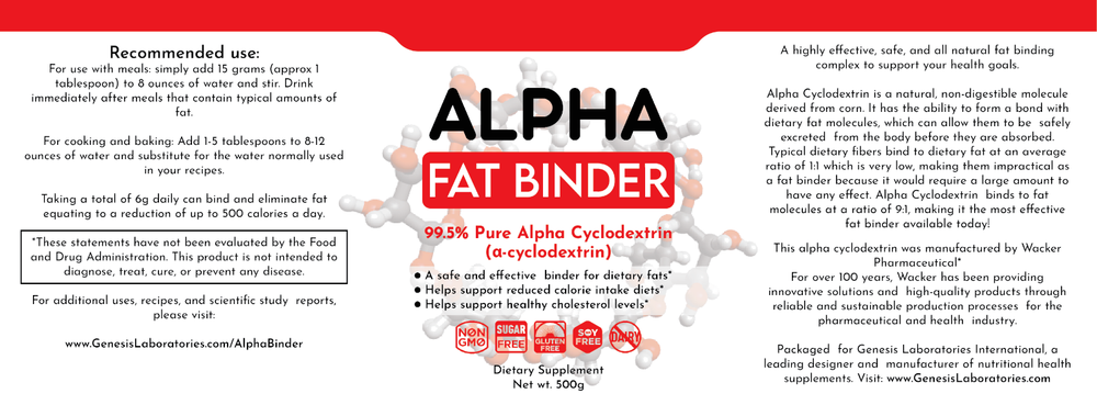 Pure α-Cyclodextrin: Alpha Fat Binding Complex. Weight Mngmt 250g.. 60 days!